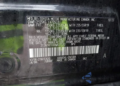 2024 Toyota Rav4 Limited from USA, damaged, VIN 2T3N1RFVXRW427592